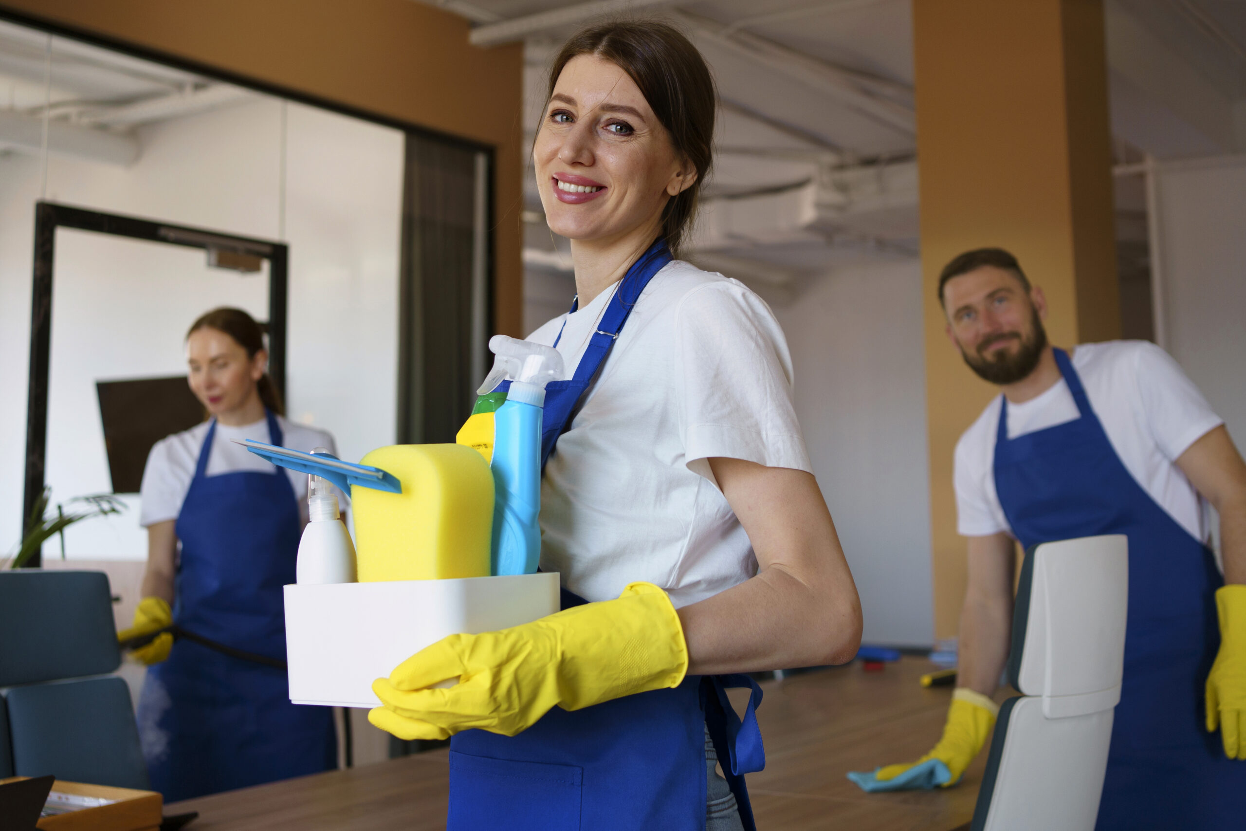View Professional Cleaning Service Person Holding Supplies Scaled